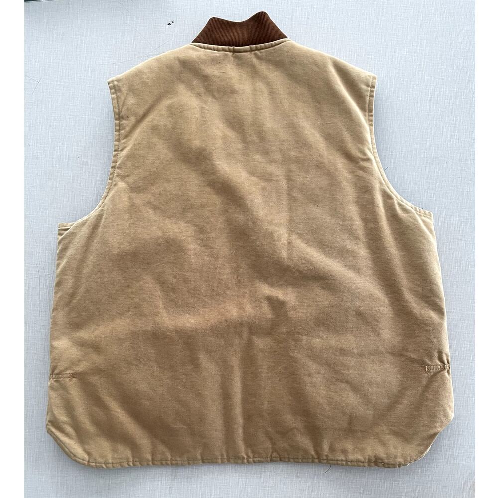 Carhartt Sz 3XL Tall Duck Work Vest Tan Canvas Quilted Lined Vintage Y2K Rugged - Picture 2 of 10